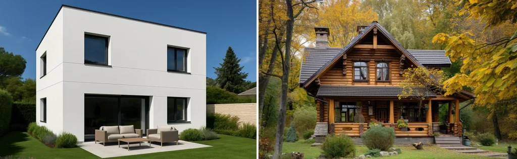 casas prefabricadas de madera vs hormigón comparativa de fachadas