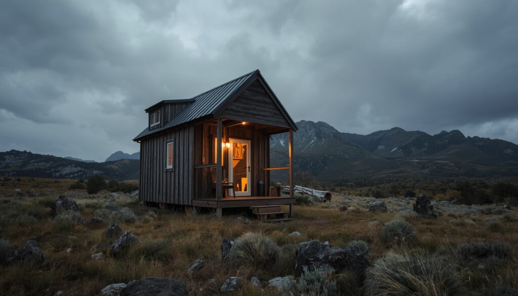 tiny house en terreno rústico rodeada de naturaleza